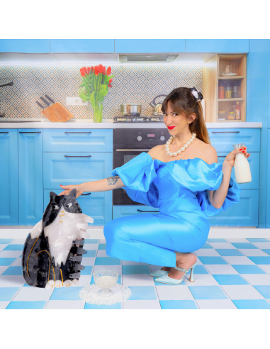 Klamra do włosów Kot czarno - biały