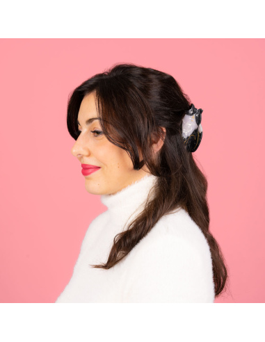 Klamra do włosów Kot czarno - biały