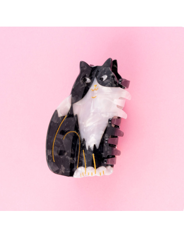 Klamra do włosów Kot czarno - biały
