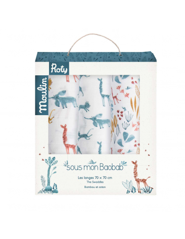 Zestaw trzech muślinowych pieluszek Sous Mon...