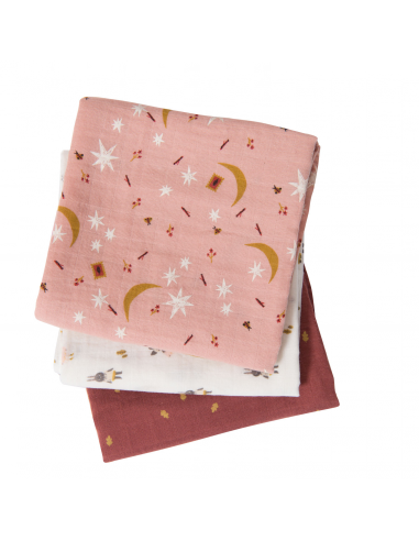 Zestaw trzech muślinowych pieluszek Après la pluie