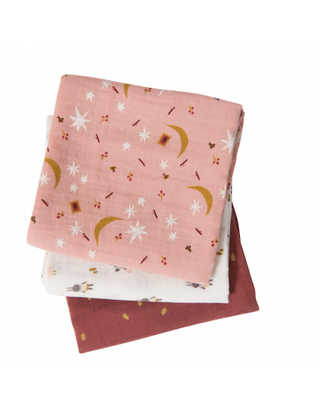 Zestaw trzech muślinowych pieluszek Après la pluie